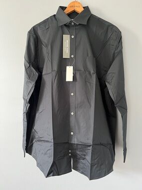 Michael Kors Black Men's Lightweight Button-Front Shirt Jacket